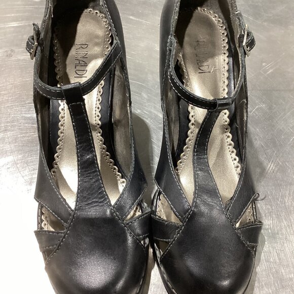 Rinaldi Black Leather T-Strap Heels – Vintage Style - Picture 3 of 4